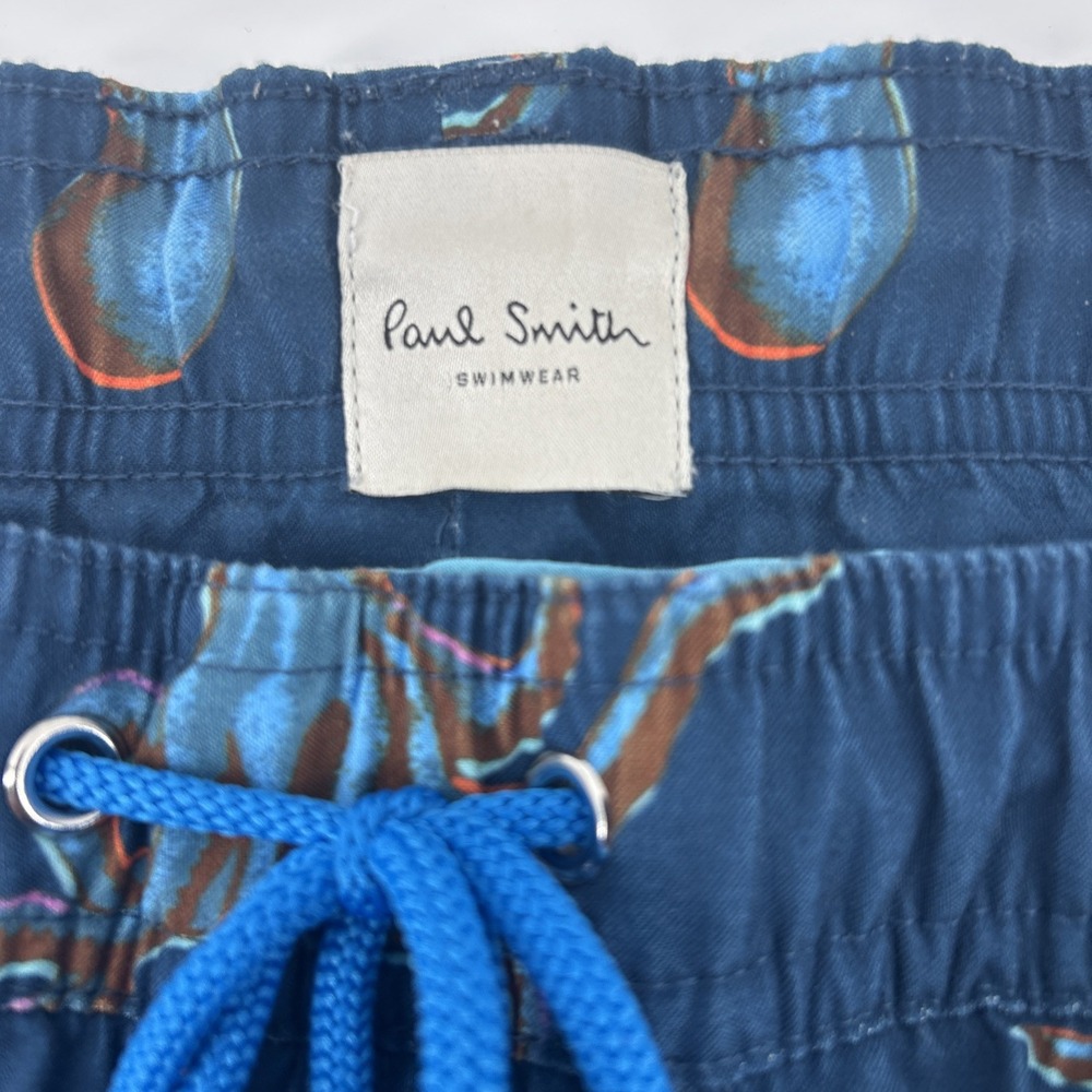 Paul Smith Bathing Suit Shorts Swim Trunks Men's Medium Blue Drawstring Pockets - Picture 5 of 12